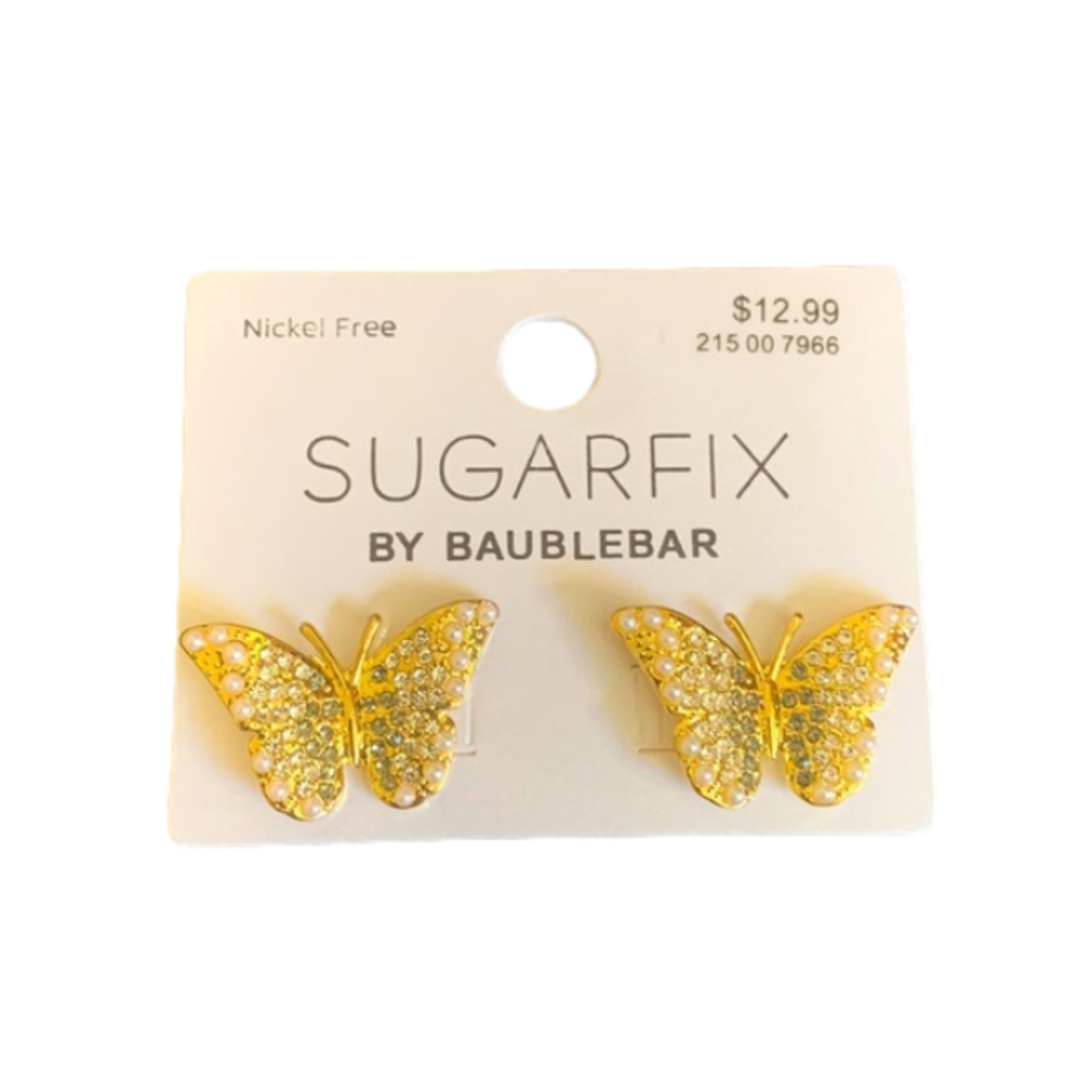 Nwt New Sugarfix by BaubleBar Butterfly Glam Sparkly Stud Earrings